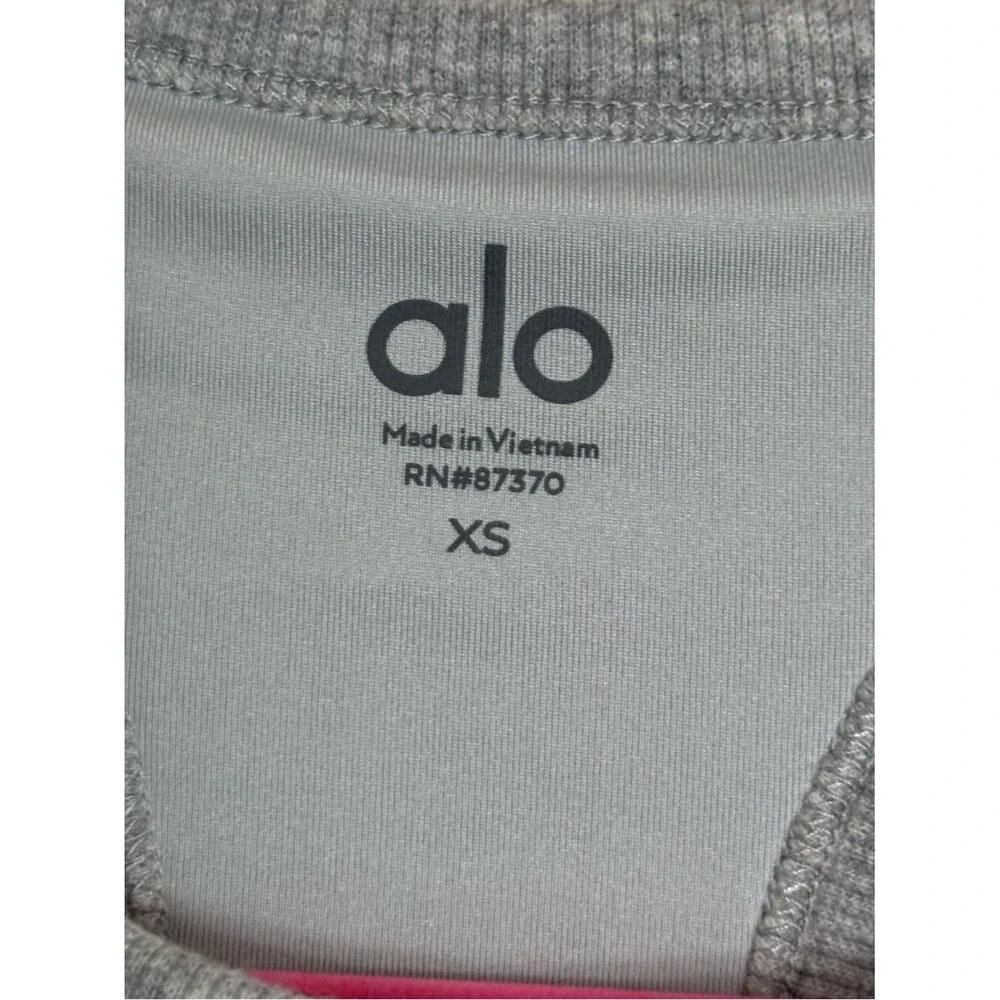 ALO Yoga Light Grey Ribbed Aspire Full Length Tank Top Racerback Tank size XS